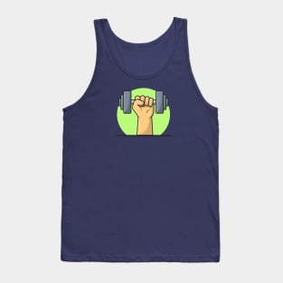 Hand Lifting Dumbbell Cartoon Vector Icon Illustration (3) Tank Top